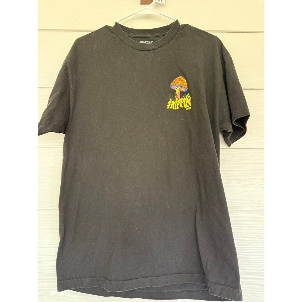 #A- 013- DGK Trippin Mushroom Graphic T-shirt Black Mens Skate Streetwear Tee